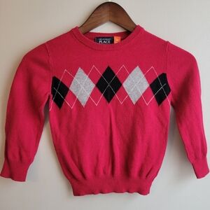 Boys Holiday School Formal Children's Place Red Argyle Pullover Sweater, 4T
